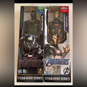 TITAN HERO 12" ACTION FIGURES IRON MAN & BLACK PANTHER